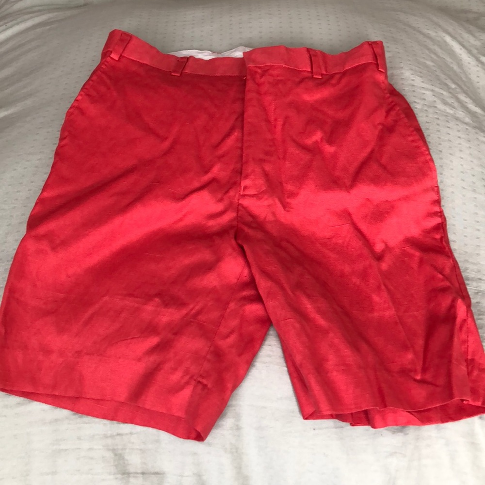 Islanders Linen red/orange Bermuda shorts